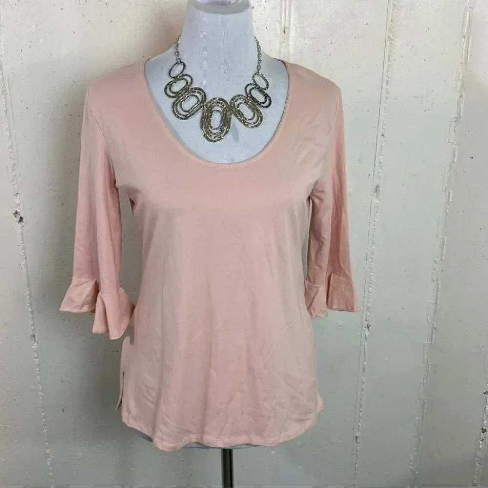 Simply Styled M  pink 3/4 ruffle sleeve tee‎